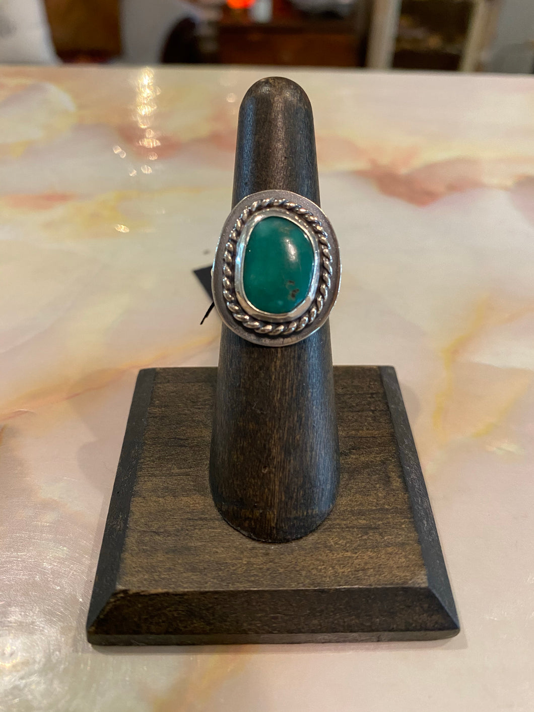 Rope with Border American Turquoise Ring
